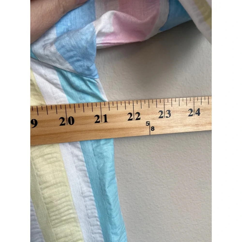 Styled‎ by Saybury Pastel Rainbow Stripe Seersucker House Dress Maxi Pockets L
